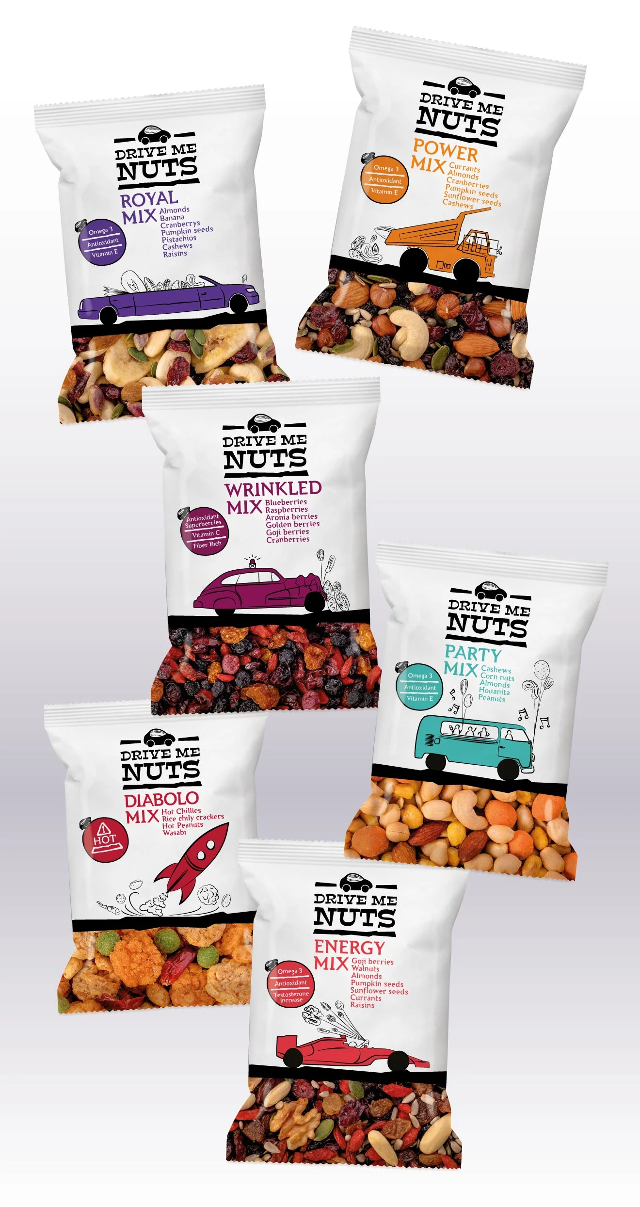 Drive Me Nuts FMCG branding design