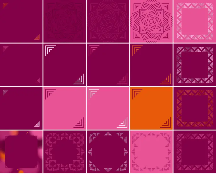 Custom designed social media background templates created by Plus Gravity for Chrysavgi Bouras, extending the brand identity across educational and professional social media content.