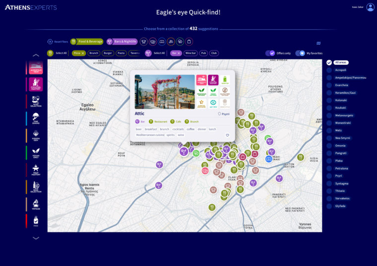 UI UX design for Athens Experts suggestions catalogue map