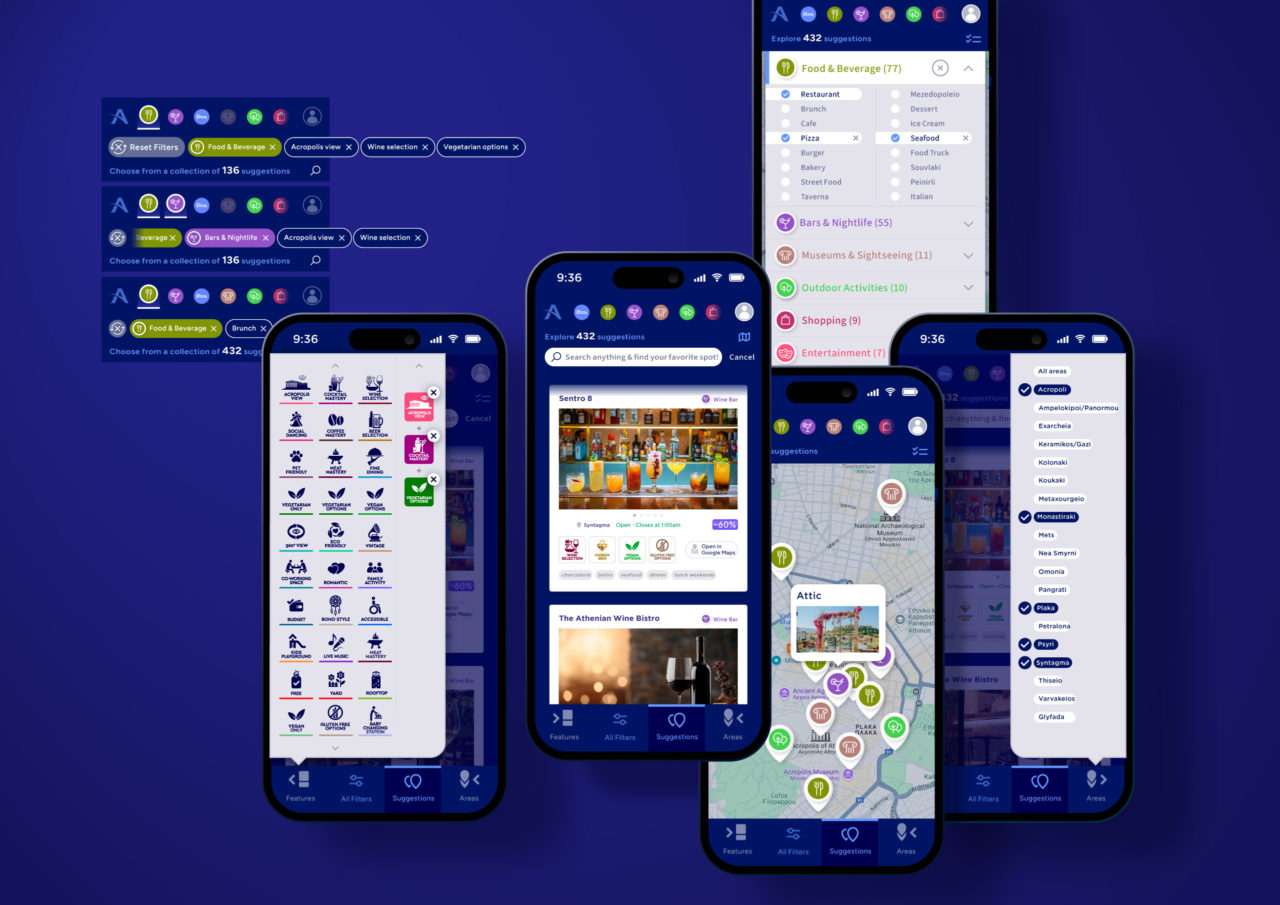 UI UX design for Athens Experts places suggestions catalogue - mobile