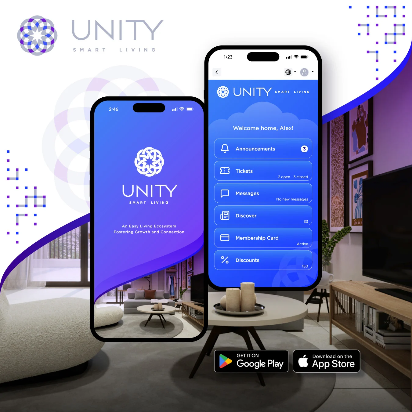 UNITY Smart Living App UI Design