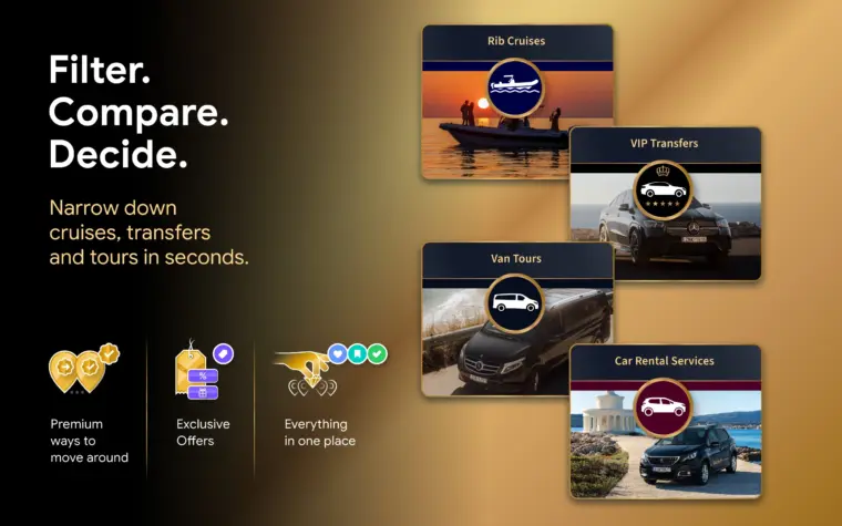 Travel app UI UX design for Seven Islands Ways featuring destination discovery, trip planning, curated experiences, and tourism services in the Ionian Islands