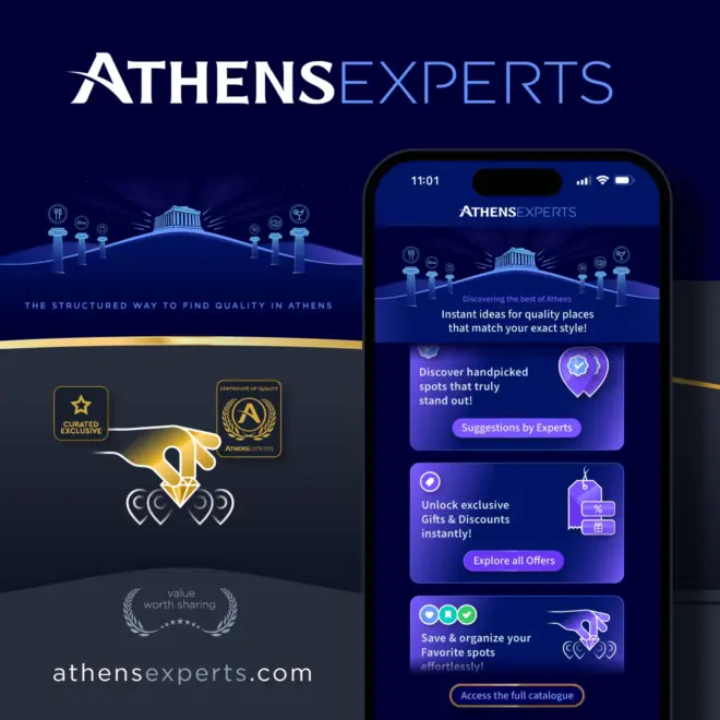 Athens Experts destination discovery platform with curated recommendations, expert guides, smart filters and hospitality guest experience tools