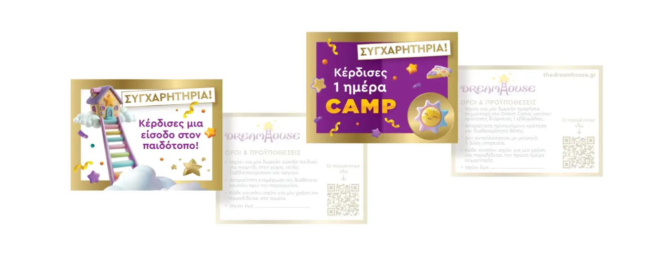 Branded Prize Coupon Design for Children's Parties and Activity Centre Promotions