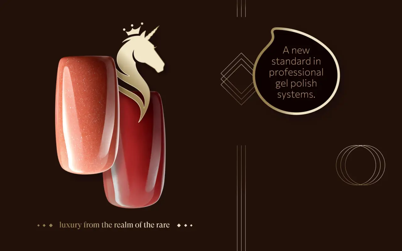 Premium cosmetics branding and packaging design and brand identity for PURE LUXE nail care products featuring custom logo design and luxury product packaging