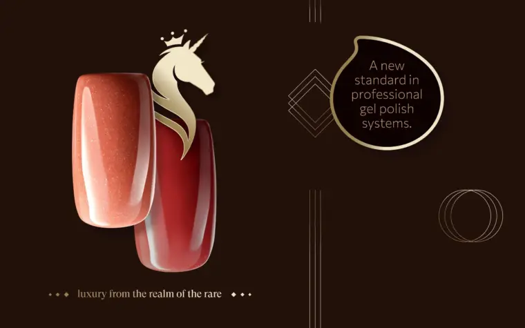 Premium cosmetics branding and packaging design and brand identity for PURE LUXE nail care products featuring custom logo design and luxury product packaging