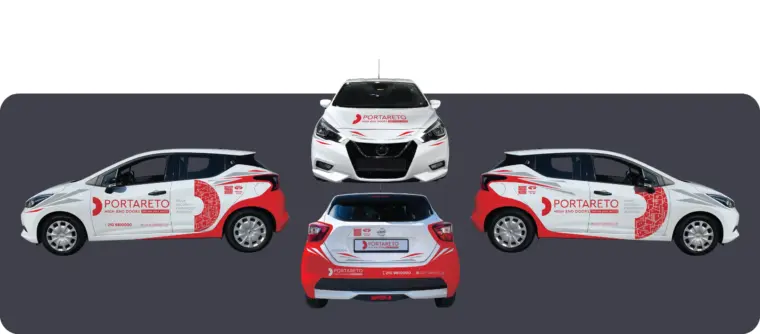Fleet branding and vehicle wrap design for Portareto commercial vehicles