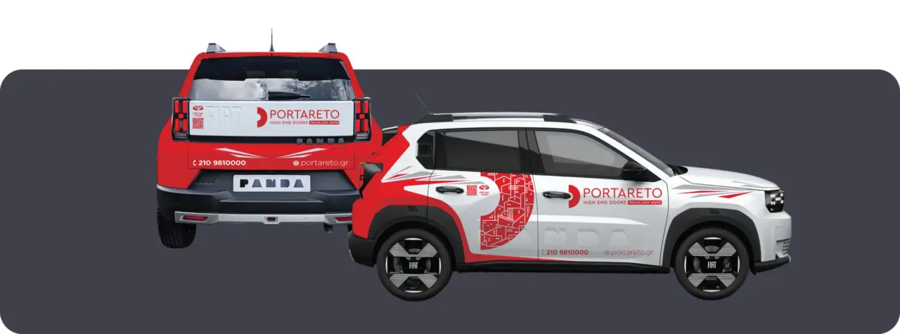 Fleet branding and vehicle wrap design for Portareto commercial vehicles