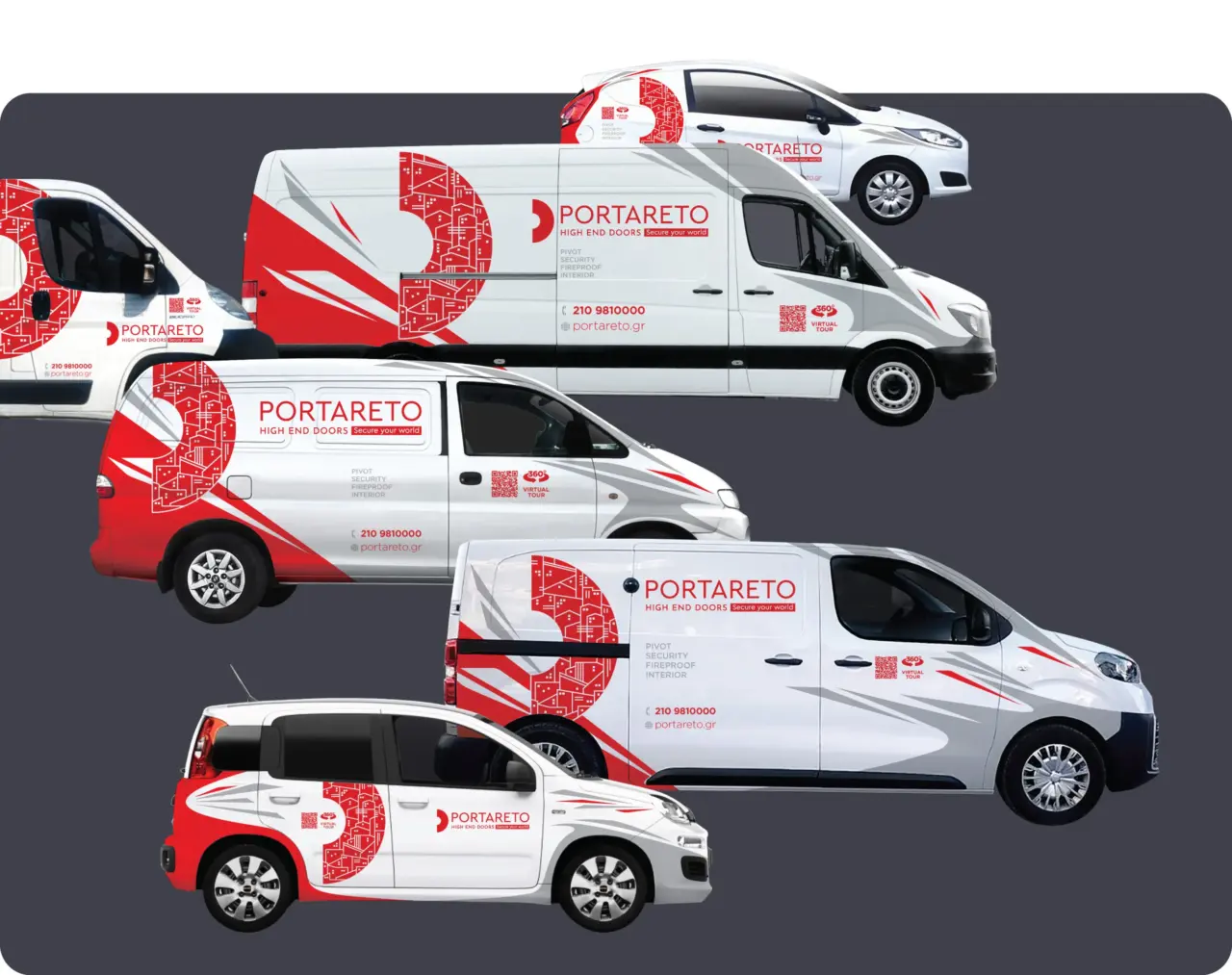Fleet branding and vehicle wrap design for Portareto commercial vehicles
